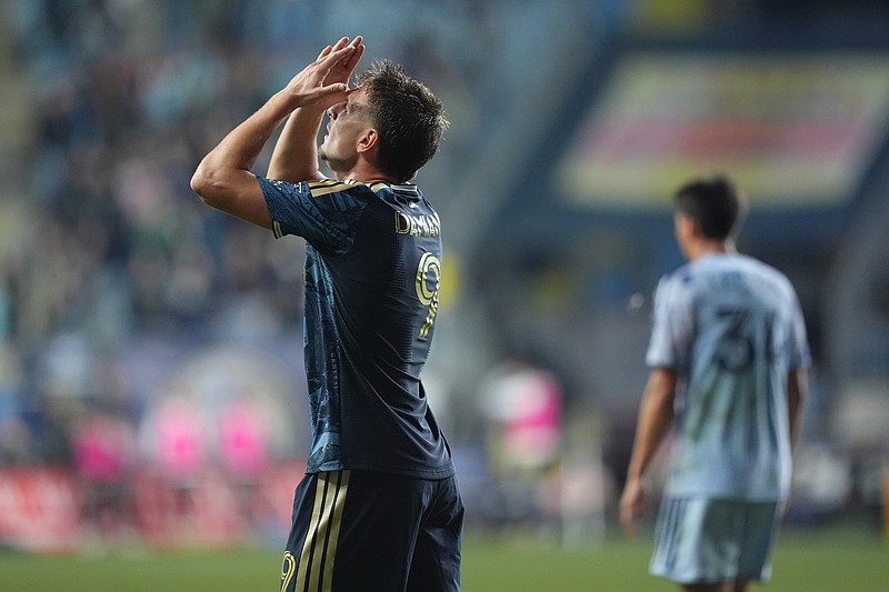 Philadelphia Union forward Bruno Damiani reacts during the second half of Saturday's 1-0 loss to the San Jose Earthquakes at Subaru Park.