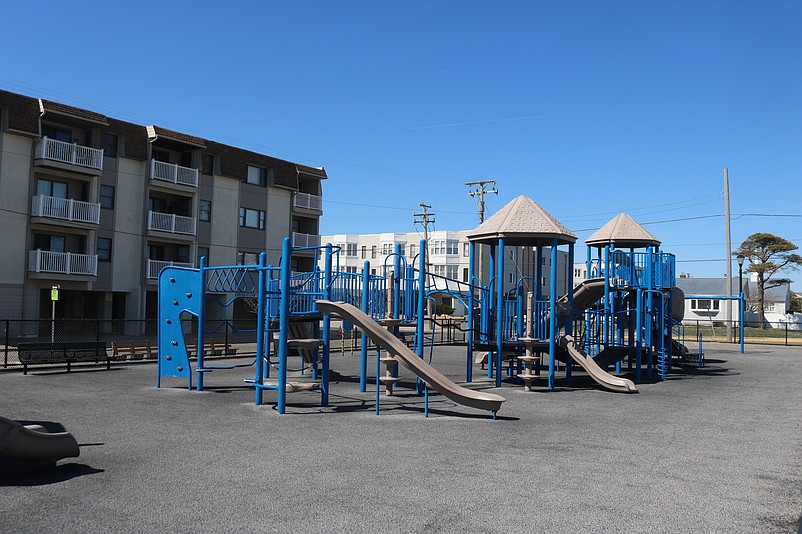 Sea Isle City's playground on JFK Boulevard has slides, swings and a fun house, but not much shade.