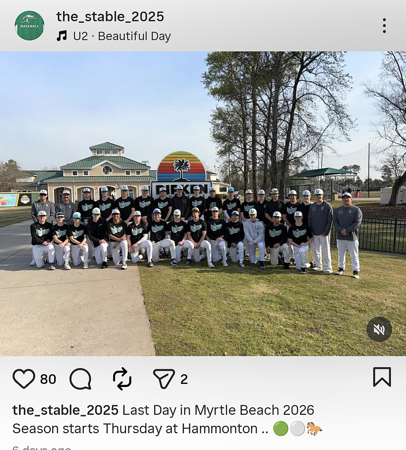 An Instagram post shows the team on their last day in Myrtle Beach, S.C.