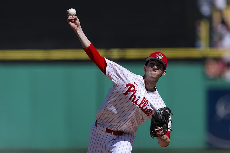 Mar 1, 2026; Clearwater, Florida, USA; Philadelphia Phillies starting pitcher Andrew Painter (76) throws a pitch against the New York Yankees in the second inning during spring training at BayCare Ballpark. Mandatory Credit: Nathan Ray Seebeck-Imagn Images