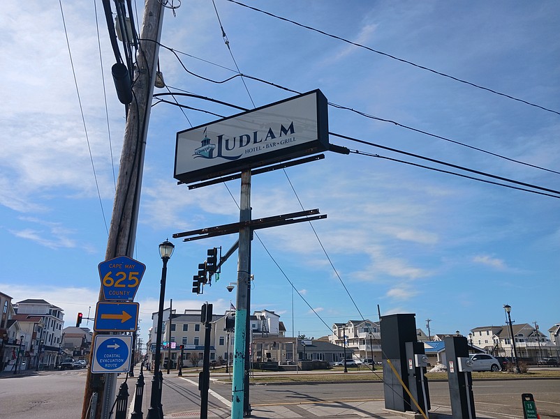 The Ludlam sign is the last remnant of the hotel complex that formerly occupied the property at the corner of John F. Kennedy Boulevard and Landis Avenue.