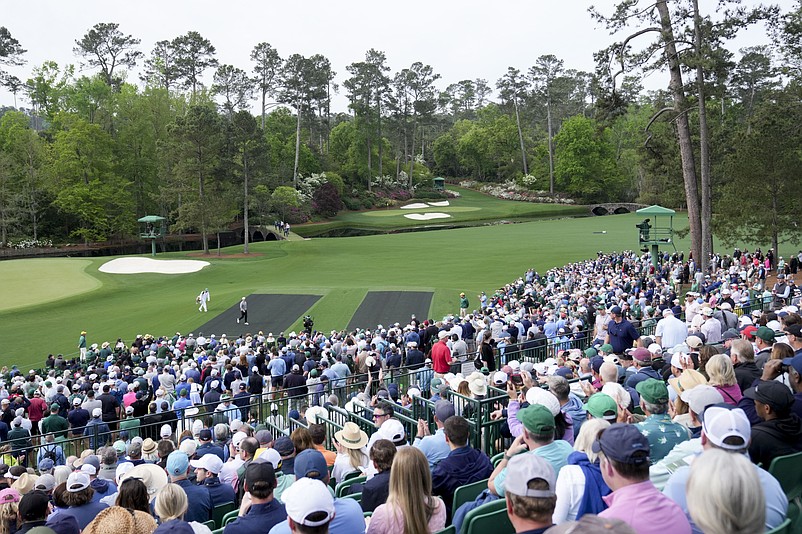 Apr 7, 2026; Augusta, Georgia, USA; Rory McIlroy walks up to the no. 12 tee during a practice round for the Masters Tournament at Augusta National Golf Club. Mandatory Credit: Grace Smith-Imagn Images