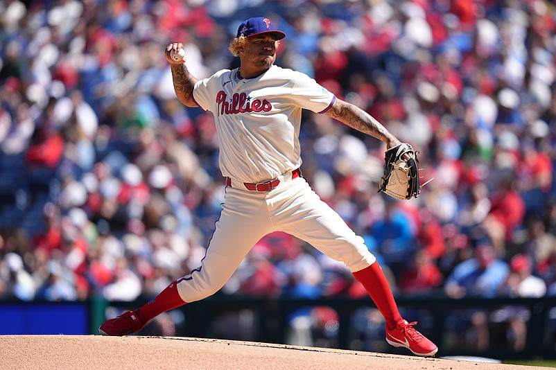 Apr 11, 2026; Philadelphia, Pennsylvania, USA; Philadelphia Phillies starting pitcher Taijuan Walker (99) throws a pitch against the Arizona Diamondbacks in the first inning at Citizens Bank Park. Mandatory Credit: Kyle Ross-Imagn Images