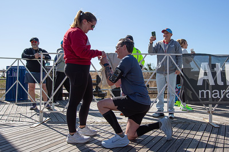 James Wearn of Ventnor proposes marriage to his sweetheart Brittani Curtin also of Ventnor.