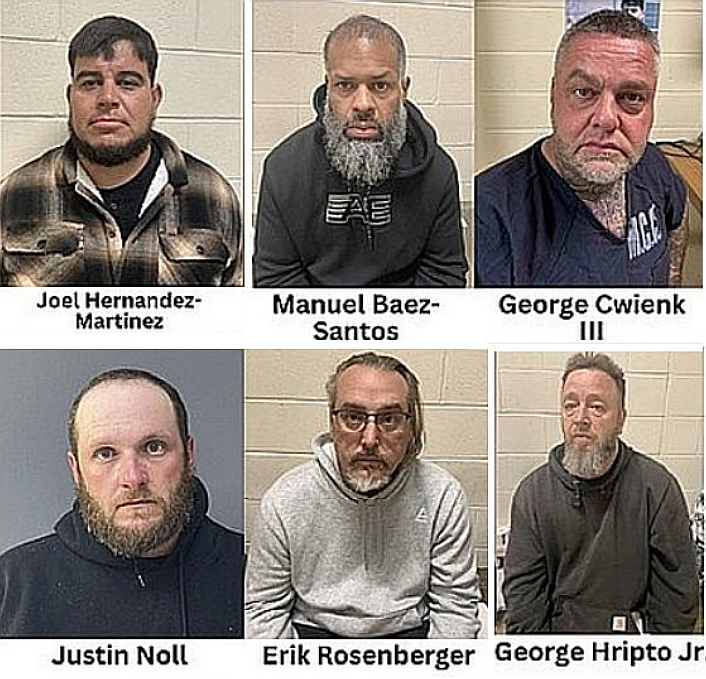 The sextet of Pagans face a joint May 18 trial on assault charges (Credit: Montgomery County DA)