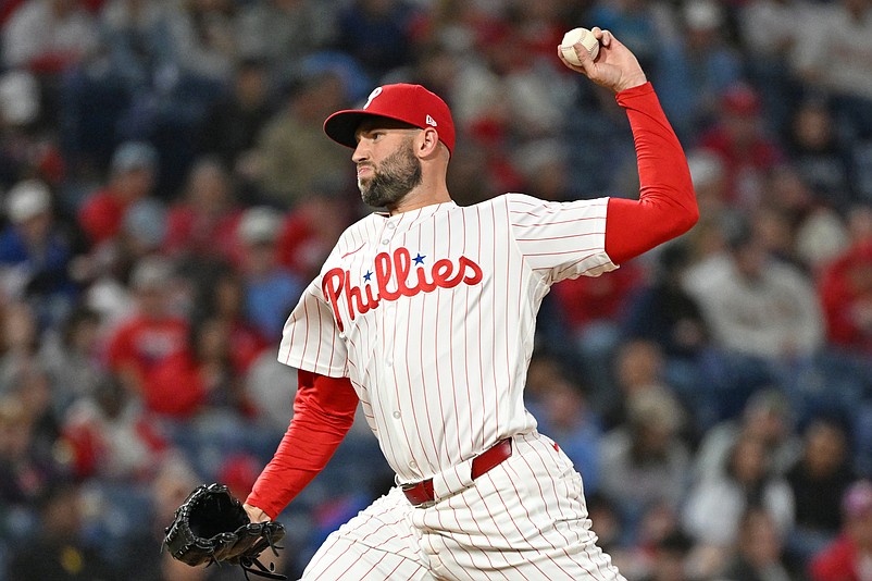Mar 30, 2026; Philadelphia, Pennsylvania, USA; Philadelphia Phillies relief pitcher Tim Mayza (37) throws a pitch during the seventh inning against the Washington Nationals during the fifth inning at Citizens Bank Park. Mandatory Credit: Eric Hartline-Imagn Images