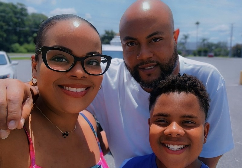 Shamara Archie with her husband and son when they came to visit while she was near the Mayo Clinic in Florida, waiting for her liver.