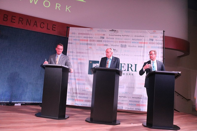 From left, Mayor Jay Gillian, Councilman Keith Hartzell and Council Vice President Pete Madden debate each other heading into the May 12 mayoral election.