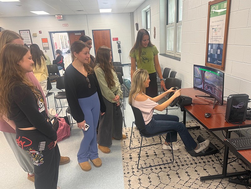 Ocean City High School students take turns on the driving simulator. (Photos courtesy of Ocean City school district)
