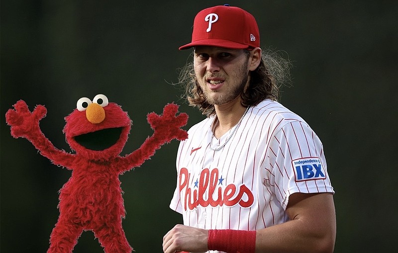 Alec Bohm and Elmo were the stars of Saturday's Phillies win over the Rockies. (Bill Streticher/Imagn Images)