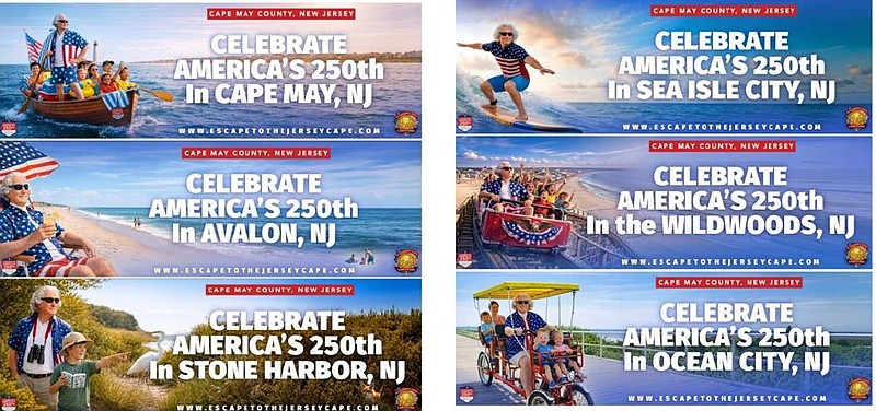 A series of "Where's George?" advertisements comically depicting George Washington at the shore will be part of Cape May County's America's 250th tourism campaign. (Courtesy of Cape May County)