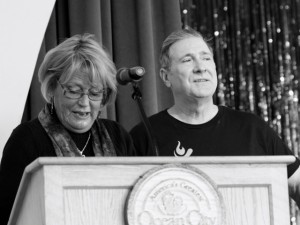 Emcee Maribeth Neall and contestant Frank Faralli rehearse for the Mr. Mature America Pageant on the Ocean City Music Pier.