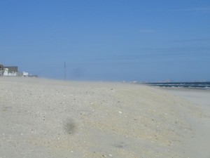 March winds blow sand off the berm at 57th Street in Ocean City.