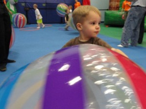 Carter Madden, 2, enjoys the fun during a soft opening of Boardwalk Bounce on Thursday, May 8.