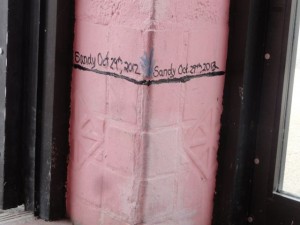 A line marks the level of floodwaters inside the Chatterbox Restaurant in Ocean City (NJ) during Superstorm Sandy.