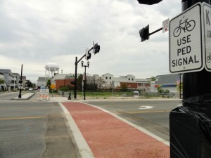 A new pedestrian and bicycle crossing of Ninth Street at Aldrich Avenue is near complete.