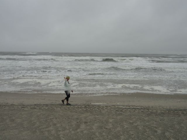 The beach holds at 57th Street during high tide on Thursday.