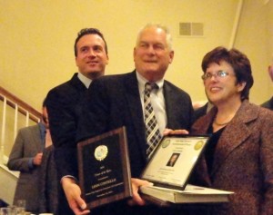 Ocean City Regional Chamber President Bill McMahon, Citizen of the Year Leon Costello and Cape May County Clerk Rita  Marie Fulginiti.