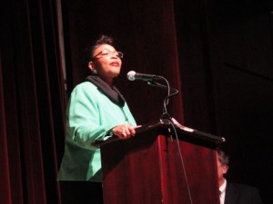 The Rev. Marcie Sanford of Macedonia Methodist Church in Ocean City gives a scripture reading during last year's Martin Luther King celebration.