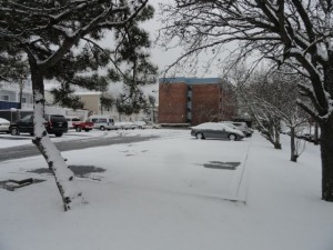 The senior units at Bay View Manor at Sixth Street and West Avenue and the parking lot where a new building could be built.