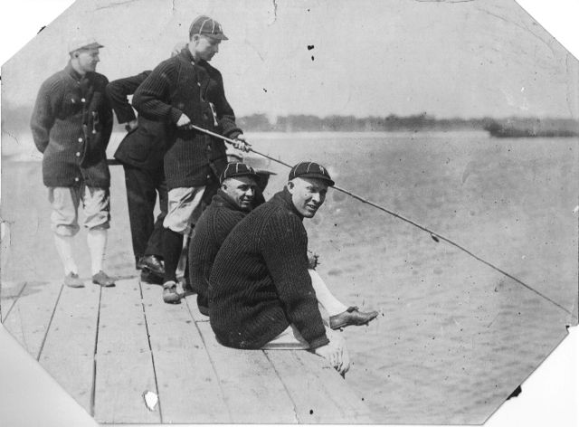 Members of the Phillies 1915 Pennant Winning baseball team fish off a dock during Spring training in St. Petersburg, Florida. A colorful story about how spring training was held in those bygone days will be told by Baseball Historian, Author, and artifacts collector Bob Warrington of Feb. 21 at the Ocean City Community Center.