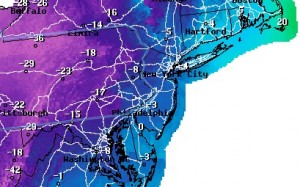 The wind chill forecast for Sunday, Feb. 15, puts Ocean City in a zone near or below zero degrees.