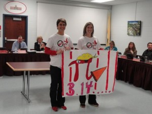 Ocean City Primary School teachers Carrie Merritt and Erin Porter share plans for Pi Day events with the Ocean City Board of Education.