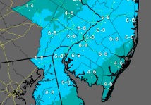 National Weather Service snowfall predictions call for 4 to 6 inches of snow in Ocean City on Thursday (March 5).