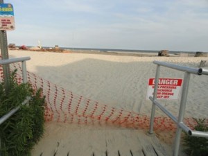 The beach entrance at 55th Street is closed.