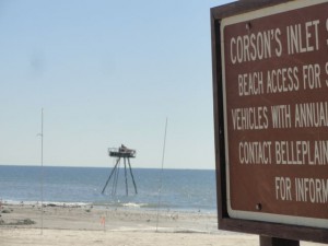 The Coastal Research Amphibious Buggy (CRAB) surveys the new beach at 59th Street on Tuesday, Sept. 16.