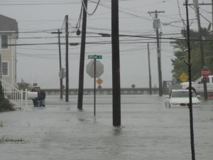 An abandoned car sits in the middle of Fourth Street on Oct. 3 as a northeast gale continued to cause exceptionally high tides and street flooding in Ocean City.