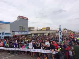 Runners at the starting line of Ocean City's annual New Year's Day 5K on Friday afternoon.