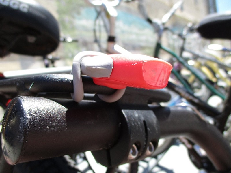 The free bike lights include three modes: on, flashing and off