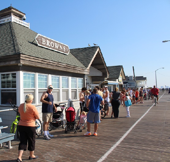 The breakfast line (foreground) and donut line at Brown's restaurant.