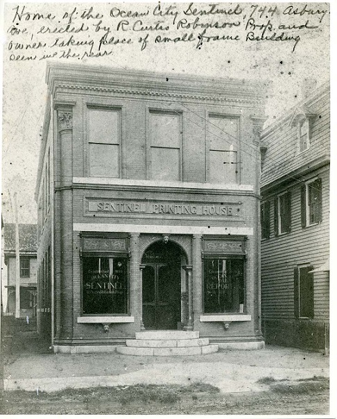 “744 Asbury Avenue – built as the home for the Sentinel, but would go on to house Talese’s Tailor Shop. Photograph courtesy of Ocean City Historical Museum”