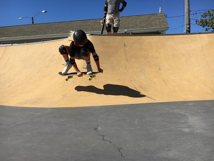 Sophie doing a Bunny Hop in the bowl in Ocean City.