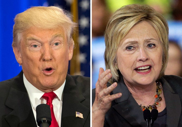 This photo combo of file images shows U.S. presidential candidates Donald Trump, left, and Hillary Clinton. Income inequality has been a rallying cry of the 2016 election, with more Americans turning fearful and angry about a shrinking middle class. Trump has pledged to restore prosperity by ripping up trade deals and using tariffs to return manufacturing jobs from overseas. Clinton has backed a debt-free college option and higher minimum wages to help the middle class. (AP Photo/Mary Altaffer, Chuck Burton)