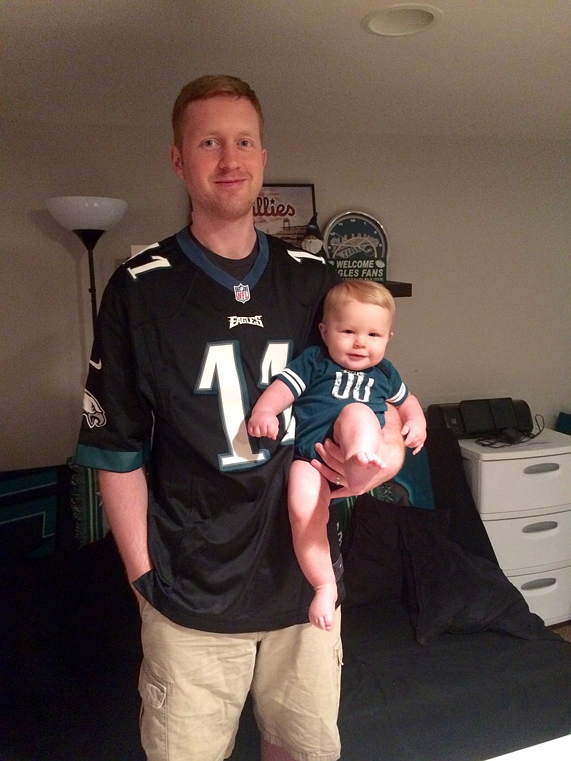 Eagles fans Andrew Schetter and his son, Aidan.