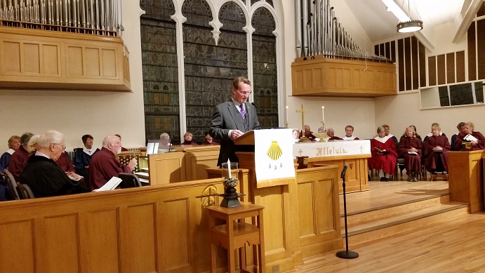 Mayor Jay Gillian read from a presidential proclamation that described the 17th century beginnings of the 