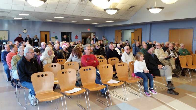 The public meeting drew about 100 residents to the Stainton Senior Center.