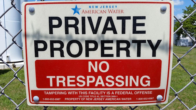 New Jersey American Water Co. has posted "No Trespassing" signs on the fence that surrounds the water tower at Eighth Street and Haven Avenue.