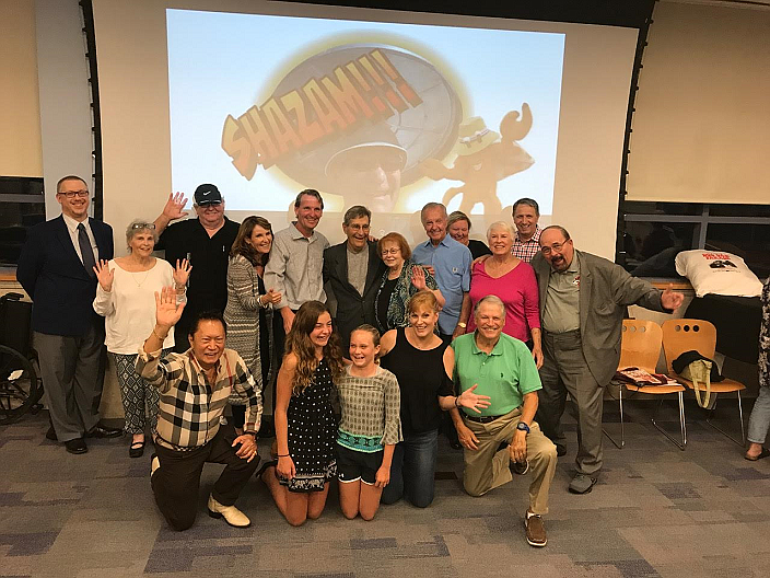 The cast of the Mark Soifer Documentary gather for a silly picture, with the king of silly himself.