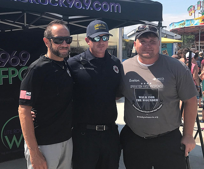 Nick Constantino, Senior Advisor for Operation First Response; Wyatt Clevenger of the Ocean City Fire Department; & Trevor Jenni, United States Army Chief Warrant Officer 2.