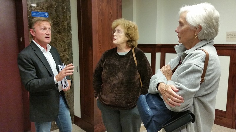 From left, Ocean Reef condominium owners Ed Price, Pat Garza and Kathleen Leonard appeared at the Council meeting to criticize the proposed property deal.