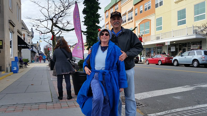 Brigantine resident Vicky Campbell, accompanied by her husband, Frank, threw on a robe and slippers for her shopping spree.