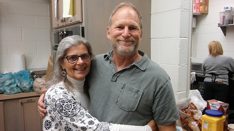 Peaches and Mike Lukens have organized the community Christmas dinner since 1989.