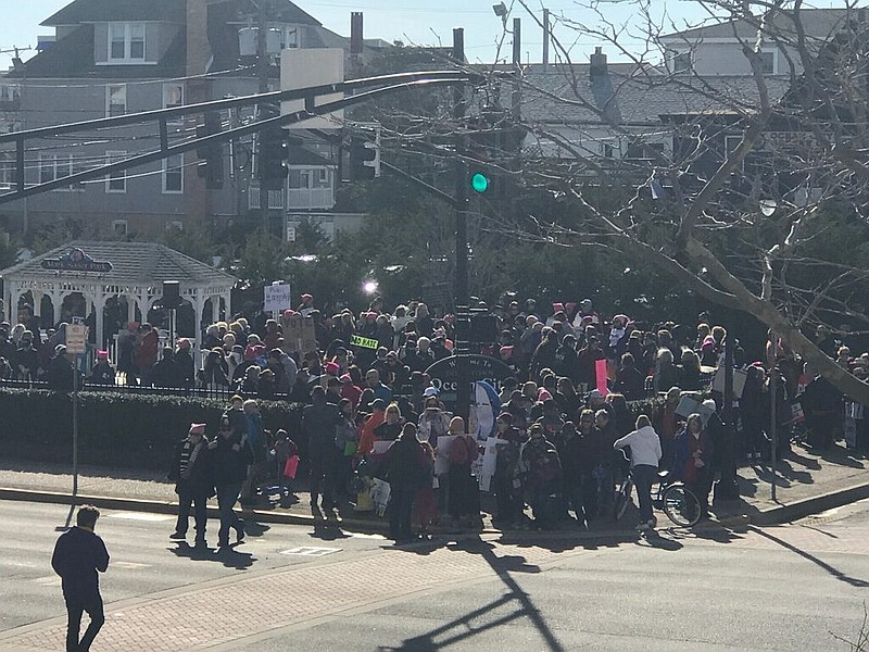 Attendees of Ocean City's 2018 Women's March fill the streets.