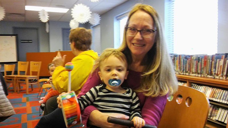 Anita Doyle, of Somers Point, and her grandson Cole, 1, have a good time. 