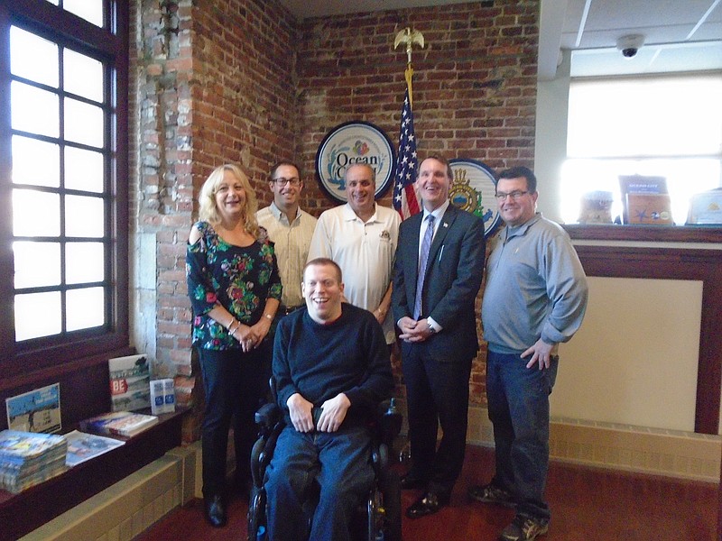 Mayor Jay Gillian with Councilman Bob Barr in front. From left; Councilwoman Karen Bergman, Council President Pete Madden, Councilman Keith Hartzell and Councilman Tony Wilson.