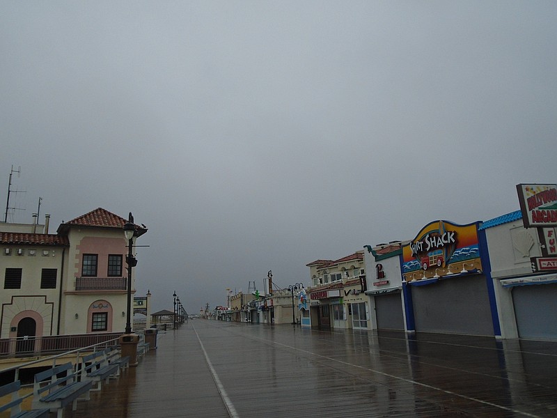 The Boardwalk was empty as the rain pelted the boards and the winds whipped in Friday's Nor'easter.